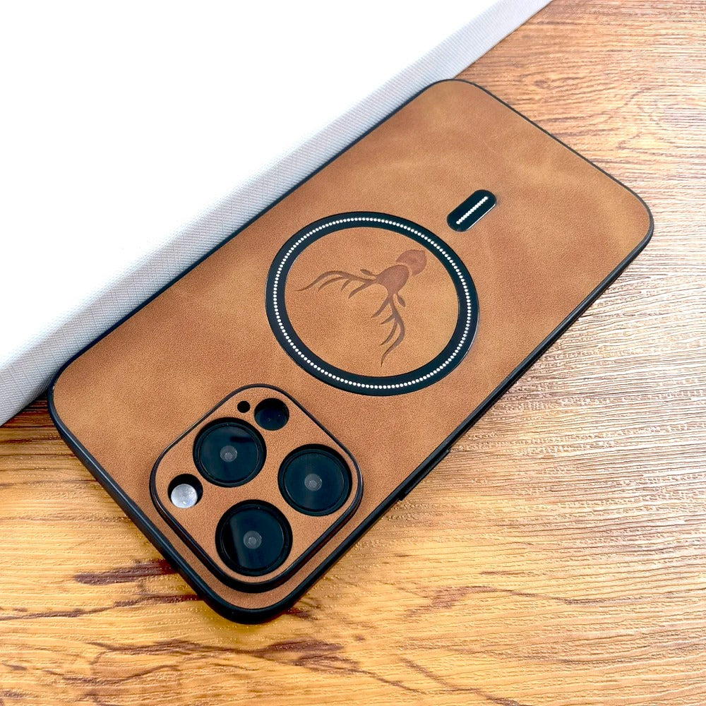Funda iPhone 16 Pro cuero carga inalámbrica